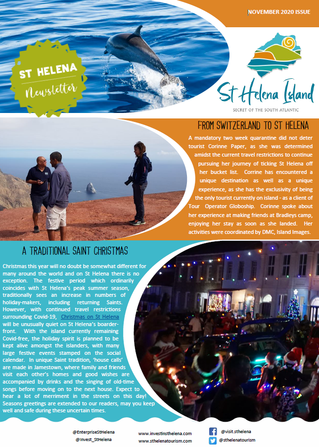 St Helena Tourism November 2020 Newsletter
