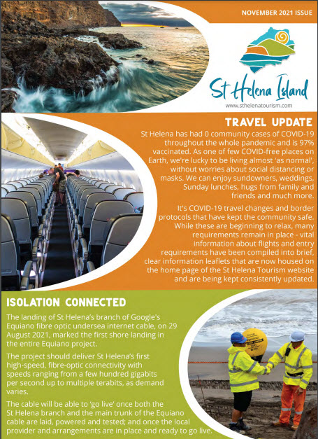 St Helena Tourism newsletter November 2021